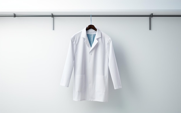 Photo lab coat hanging on a hook in the lab