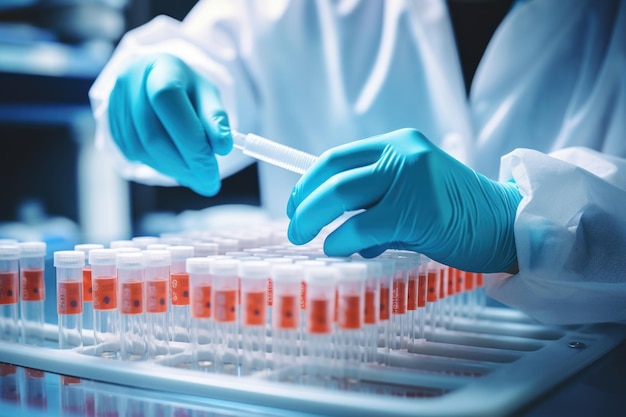 Lab Doctor's preparing test blood for detection of antibodies and infections virus