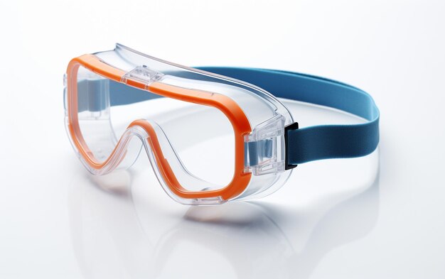 Photo lab safety goggles in 8k realism on white