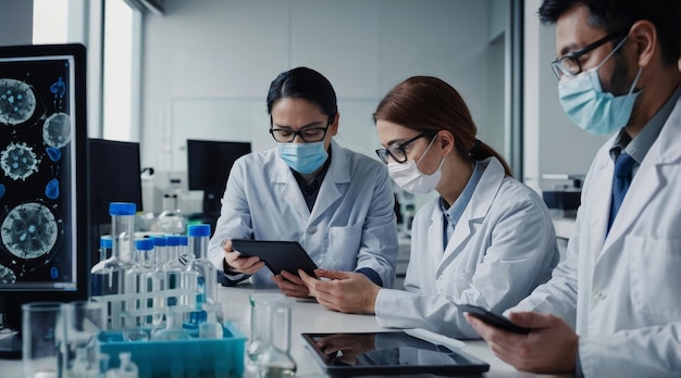 lab technician doctor analyzing virus evolution looking