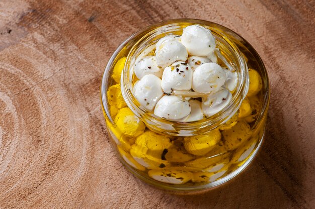 Labaneh balls. Popular middle eastern appetizer labneh or labaneh, soft white goat milk cheese.