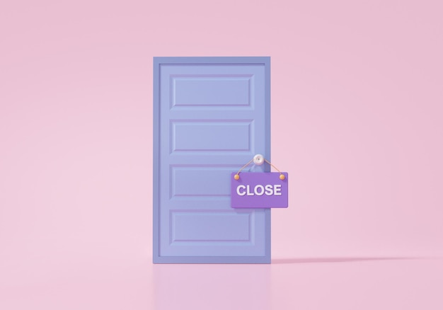 Label close door on pink background holiday concept advertise discount promotion sale banner website 3d render illustration