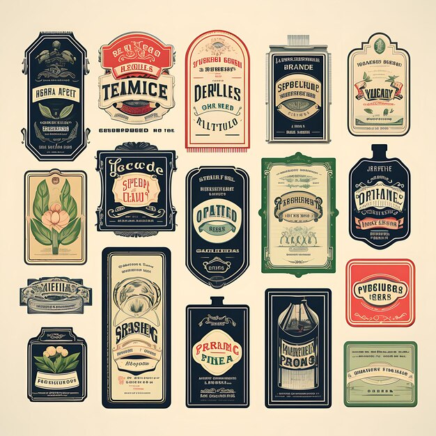 Label Collection Vintage Branding And Aesthetics With A Creative Exploring The Allure Vector Graphic