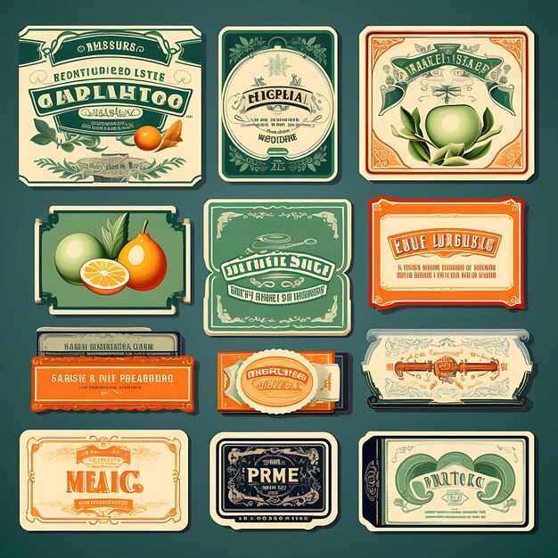 Photo label collection vintage branding and aesthetics with a creative exploring the allure vector graphic