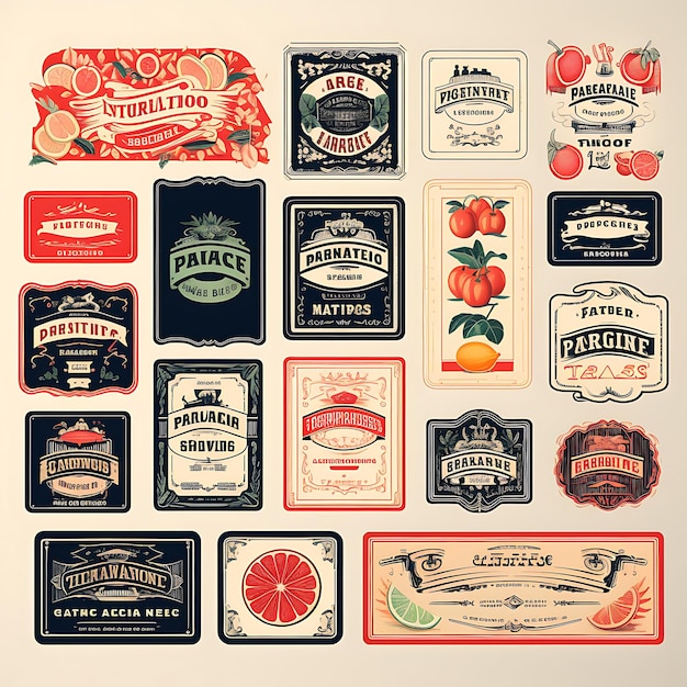 Label Collection Vintage Branding And Aesthetics With A Creative Exploring The Allure Vector Graphic