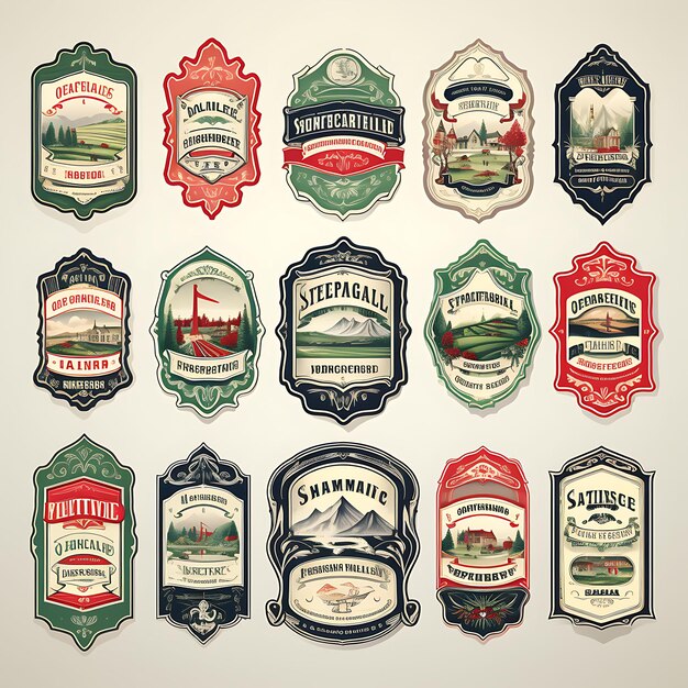 Photo label collection vintage branding and aesthetics with a creative exploring the allure vector graphic