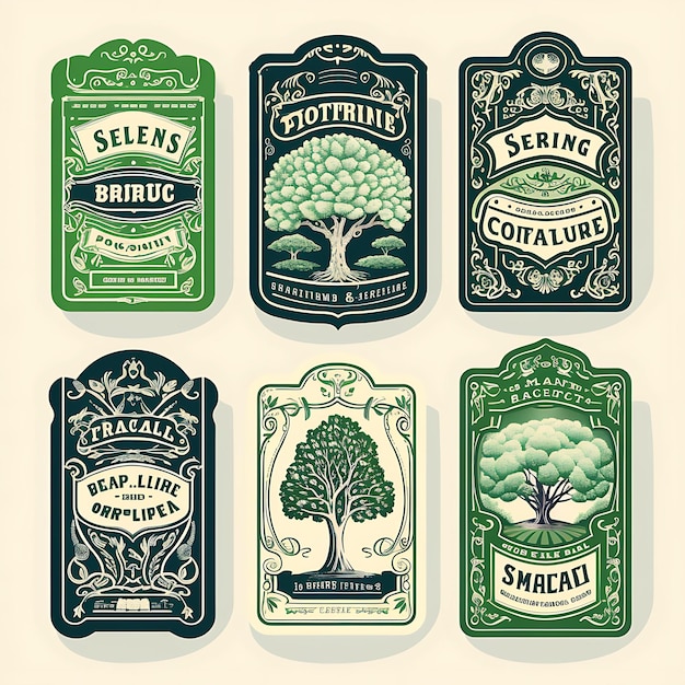 Photo label collection vintage branding and aesthetics with a creative exploring the allure