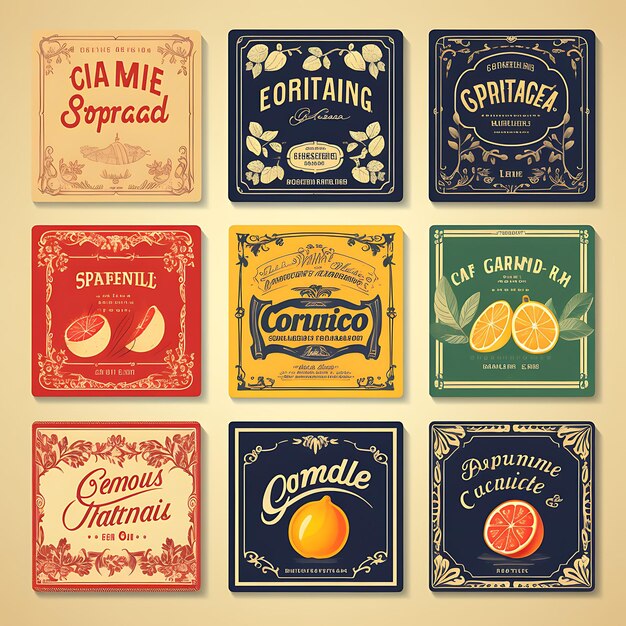 Photo label collection vintage branding and aesthetics with a creative exploring the allure