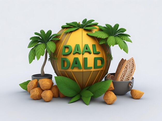 Label fathers day in Brazilian Portuguese 3d render isolated background transparent