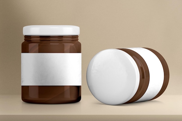 Label png mockup glazen potten met transparante ontwerpruimte