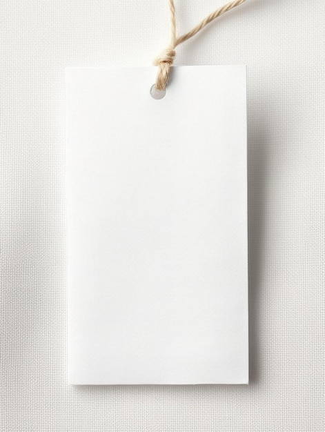 Label tag mockup on white cotton texture background