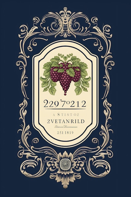 A label for a wine bottle with a bunch of grapes on it