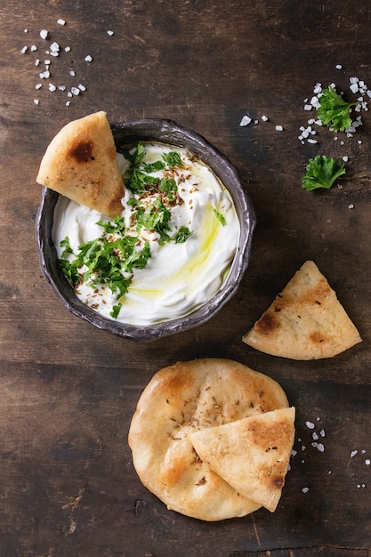 Labneh fresh lebanese cream cheese dip