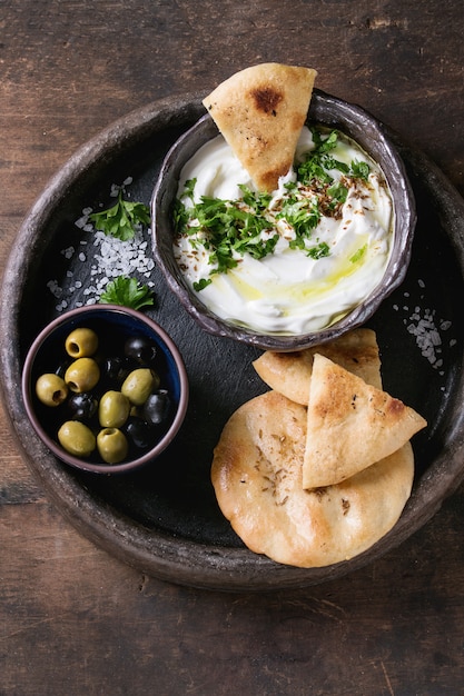 Labneh fresh lebanese cream cheese dip