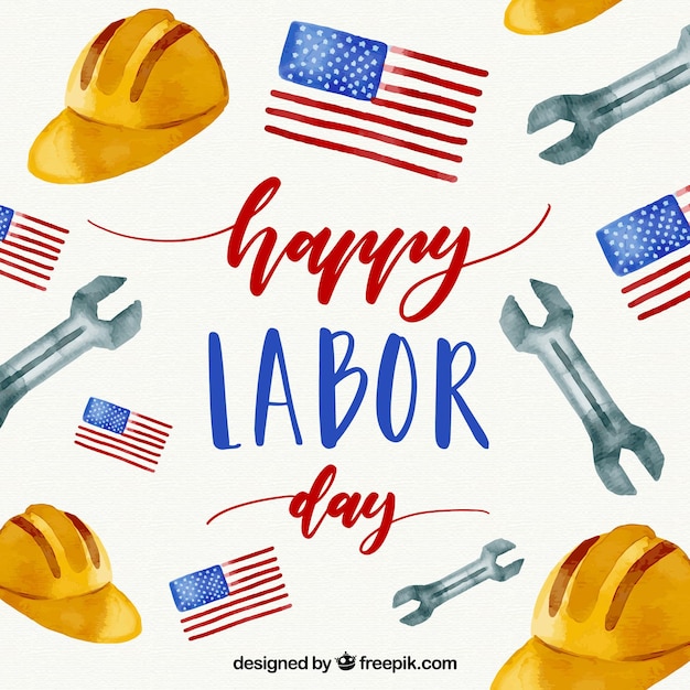 Photo labor day background with watercolor elements