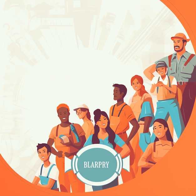 Labor day background with workers vector style