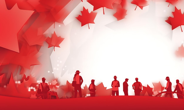 Labor day canada flag and worker group photocreated using generative ai tools