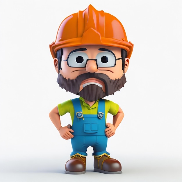 Labor day cartoon man icon image cute comic style wild man illustration 3D rendering C4D