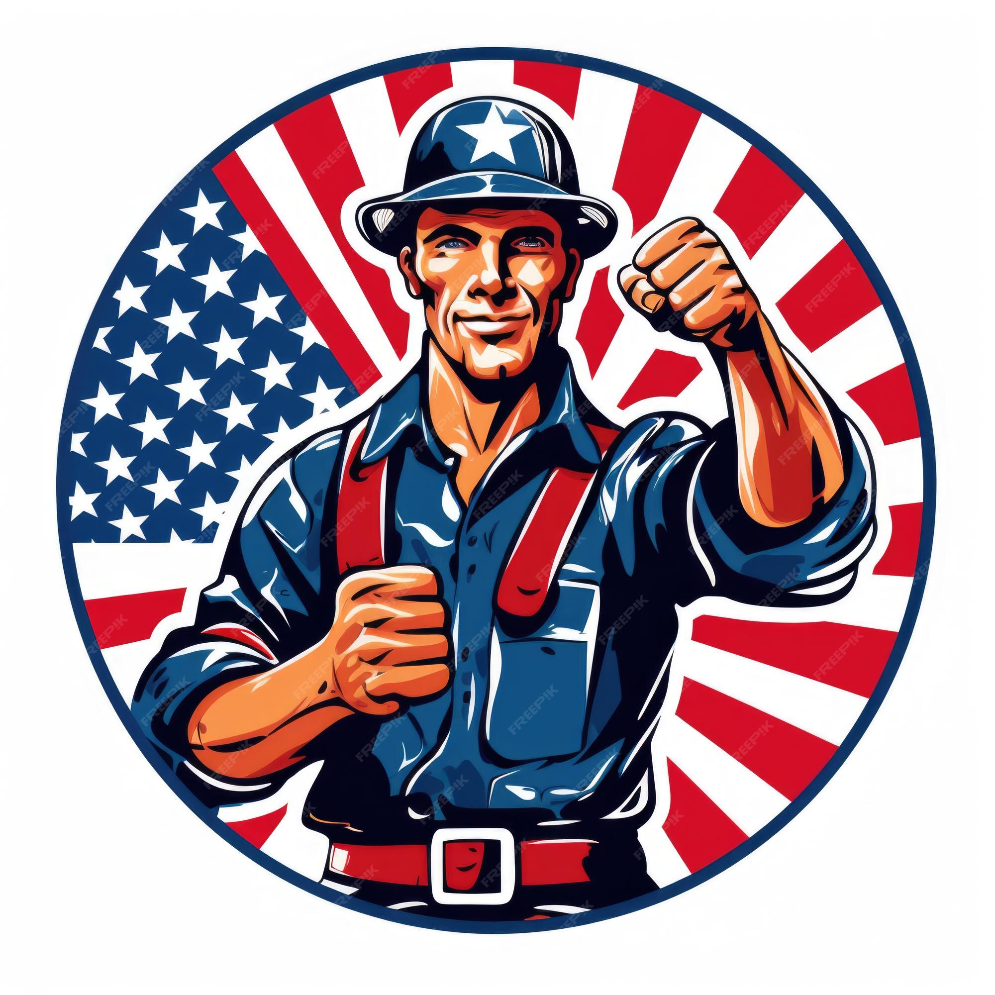 Premium AI Image Labor Day Celebration clip art of Proud American