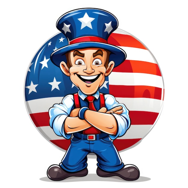 Labor Day Celebration clip art of Proud American Worker in Red White and Blue