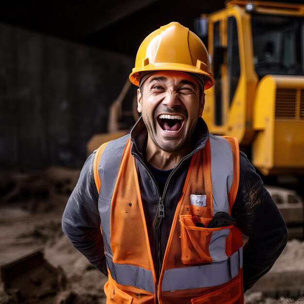 写真 労働者の日のお祝い幸せな建設労働者