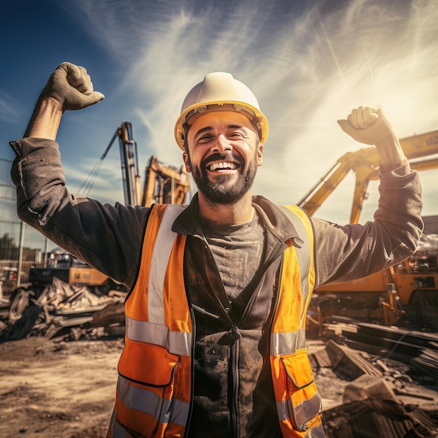 Photo labor day celebration happy construction worker