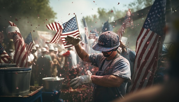 Labor day celebration photography Joyful and colorful background