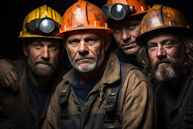 Labor Day concept Group of different workman in studio style