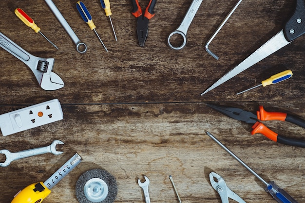 labor day. construction tools with copy space