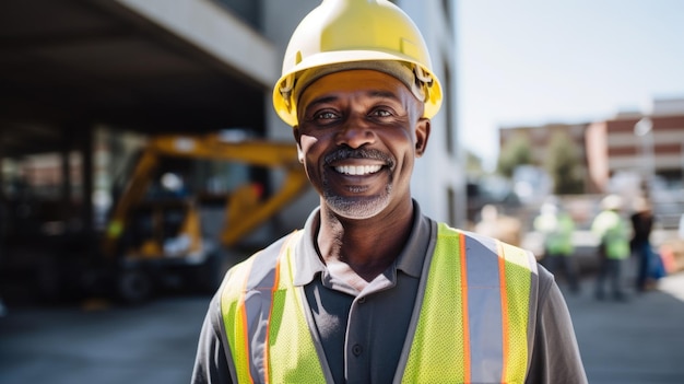 Labor Day Image Portrait of Smiling Construction Worker