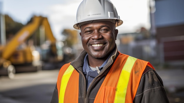 Labor Day Image Portrait of Smiling Construction Worker
