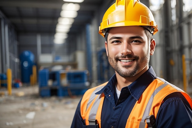 Photo labor day man worker builder safety helmet safety uniform