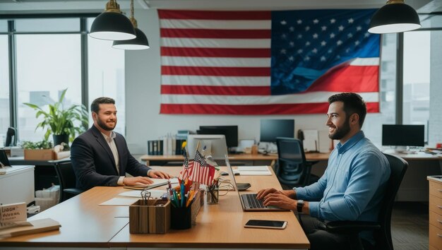 Labor Day Office Scene Celebrating Workers with AIGenerated Imagery