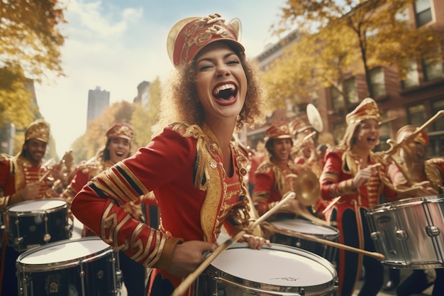 Foto labor day parade met een marcheband met vi 00395 01