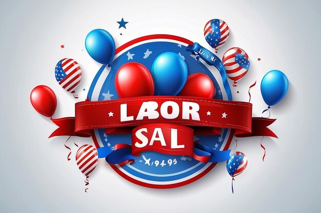 Labor Day Sale promotion advertising banner template with Red Ribbon