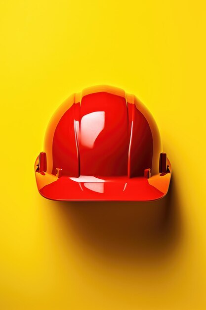 Labor day worker hammer safety helmet maximum yellow red color