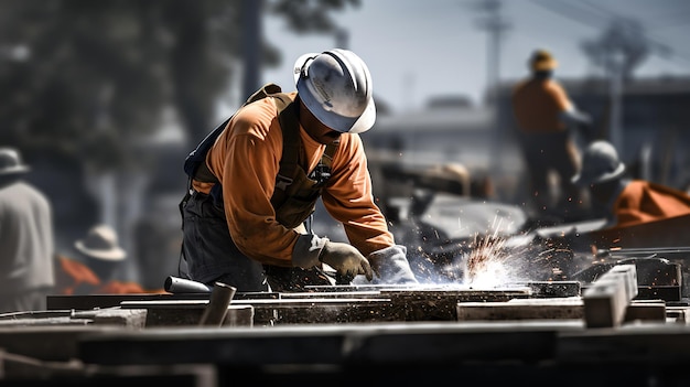 Labor day workers working in the field of construction high quality background