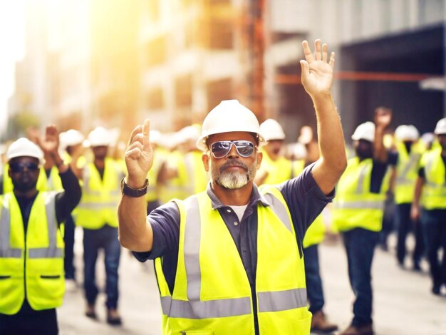 Labor union members working together