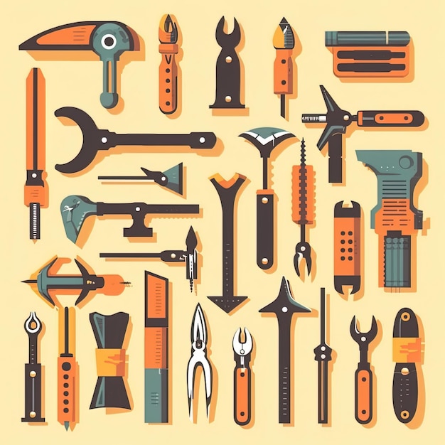 Labor worker tools knolling style