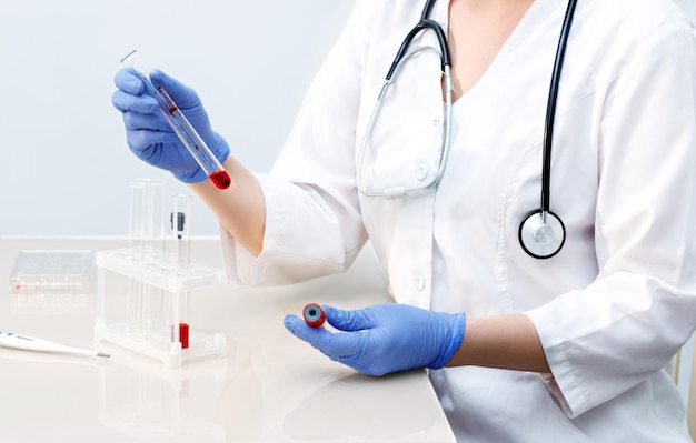 Laboratory doctor examines the patient's blood. DNA. The concept of health