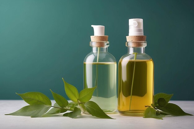 葉の油と原料の抽出物による実験と研究 - 自然な美容と有機的なスキンケア製品 - バイオサイエンス・コンセプト・オルタナティブ・メディシン・スパ