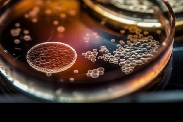 Laboratory experiment with petri dish and DNA sample using pipette