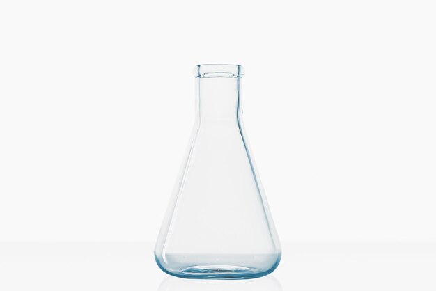 Laboratory flasks glass jars laboratory white background