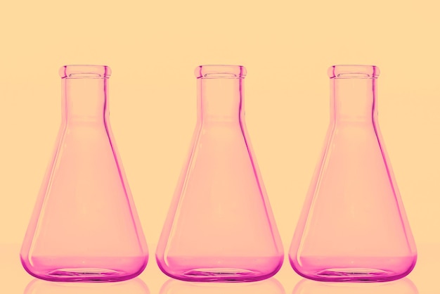 Laboratory flasks transparent glass chemistry medicine laboratory