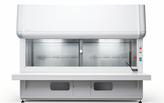 Laboratory fume hood with ventilation in 8k realism on white