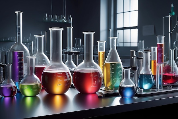 Laboratory glassware in a laboratory