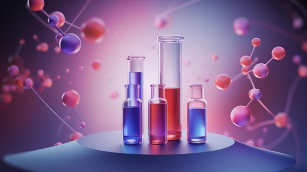 Laboratory glassware and test tubes with chemical liquid