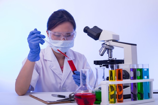 Laboratory microscope research Scientist people study and analysis in lab room