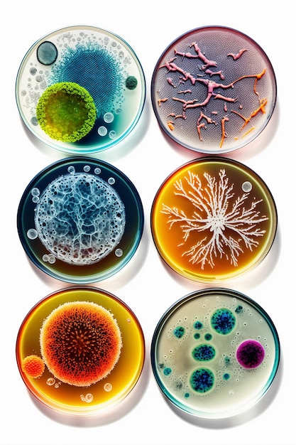 Photo laboratory petri dish bacteria grow generative ai