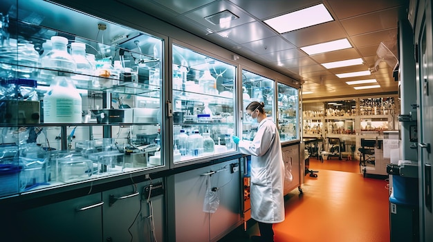 Laboratory technician conducting research in a medical laboratory